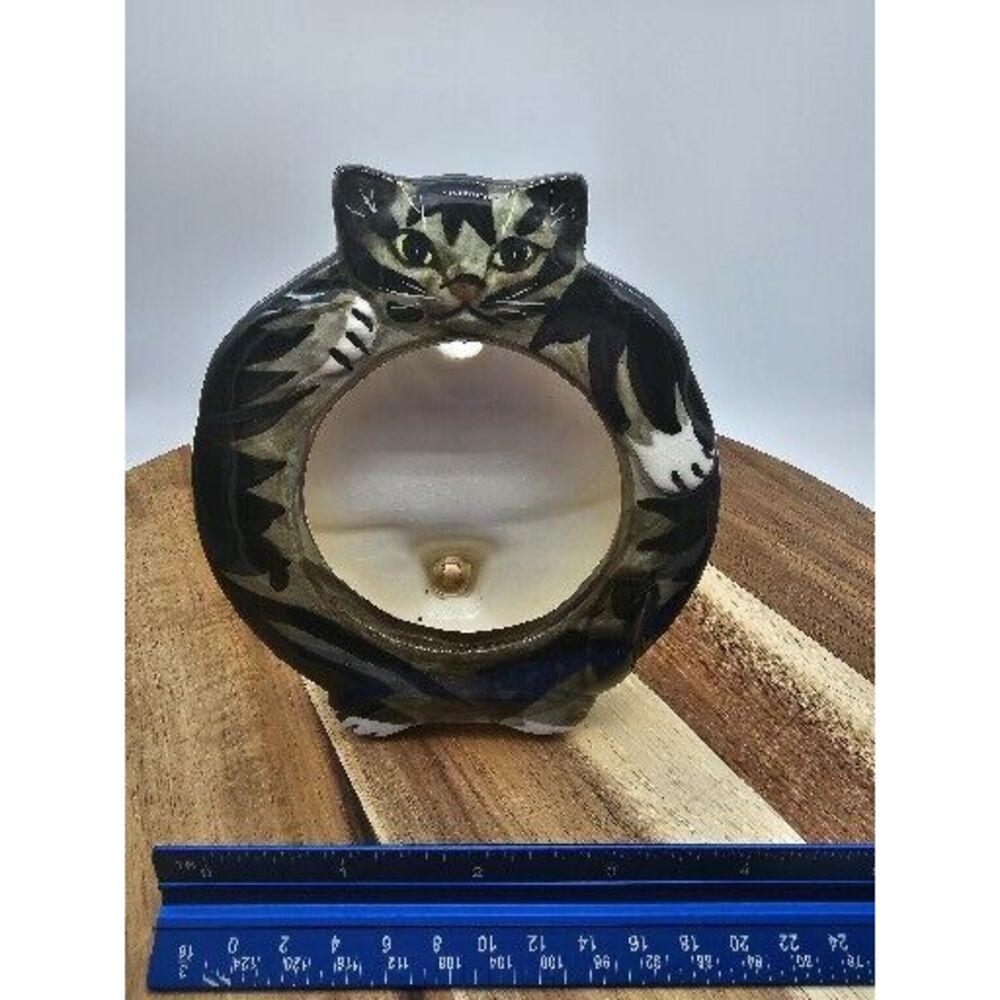 Seymour Mann‎ Black Striped Cat  Ceramic Picture Frame 1970's Quirky